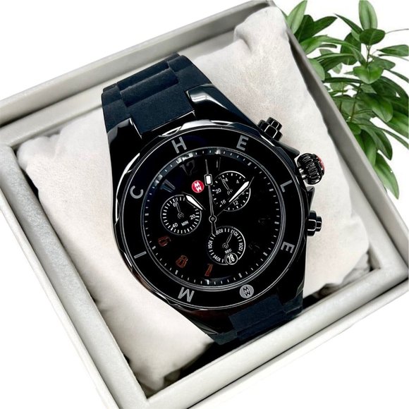 NWT MICHELE Jellybean Black Silicone Watch MWW12F000104 main image 6